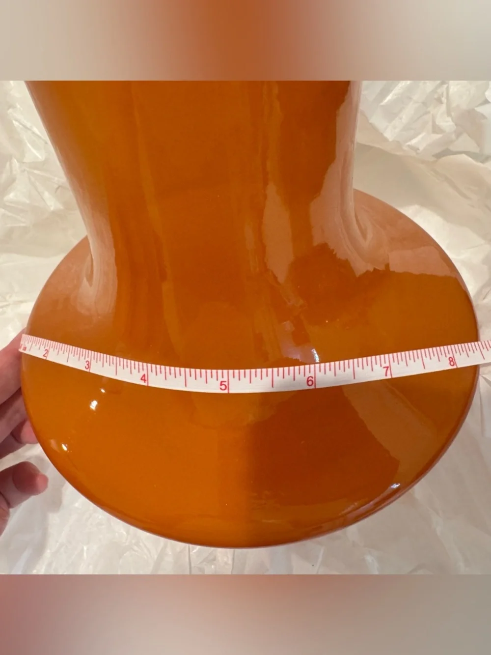 Anthropologie Glossy Tangerine Sculptural Glass Vase